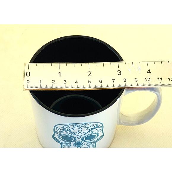 MUG/CUP-Day of the Dead-Sugar Skull-White-Green-Black-Holds 8 oz (1 cup) - Picture 9 of 9